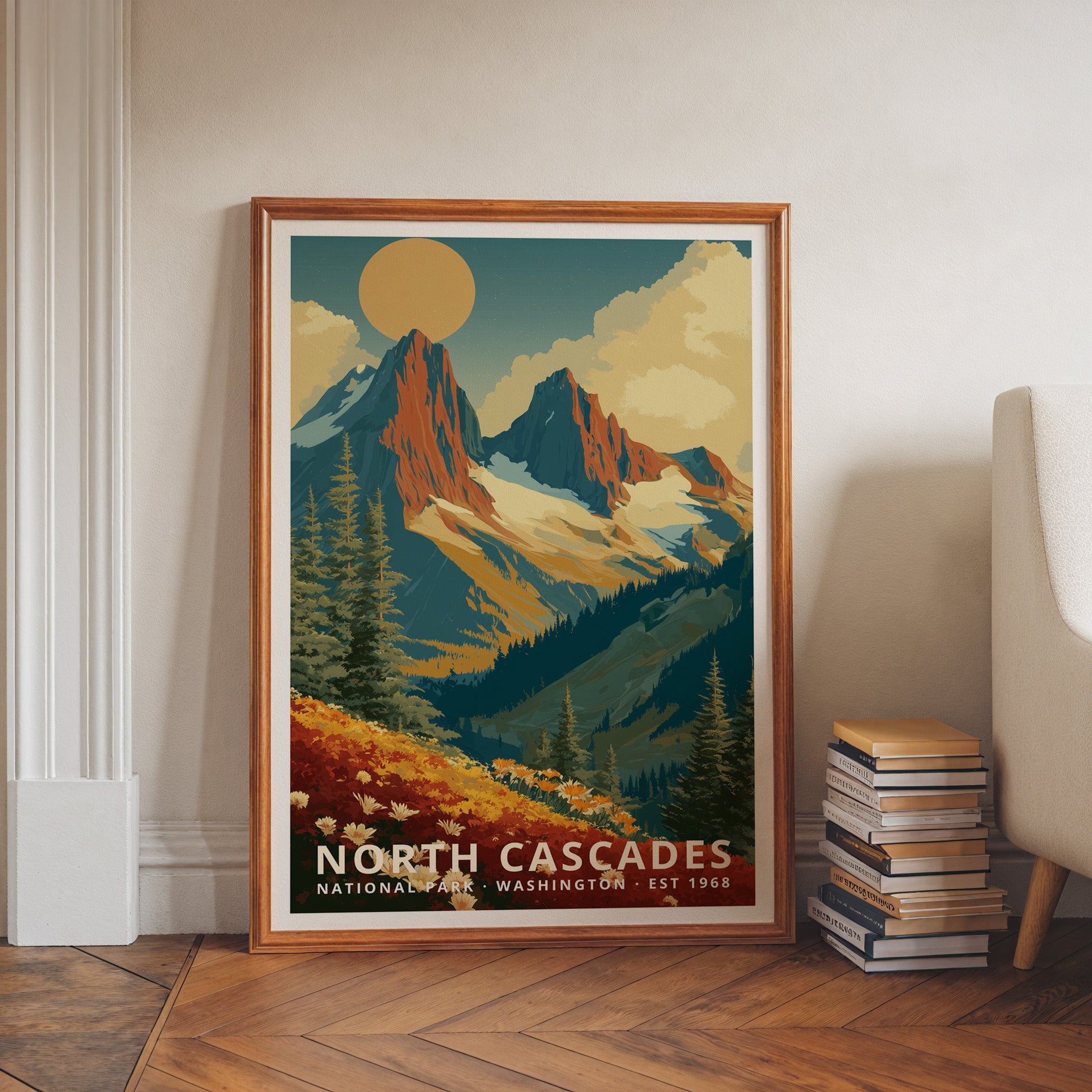 North Cascades National Park Retro Art Print
