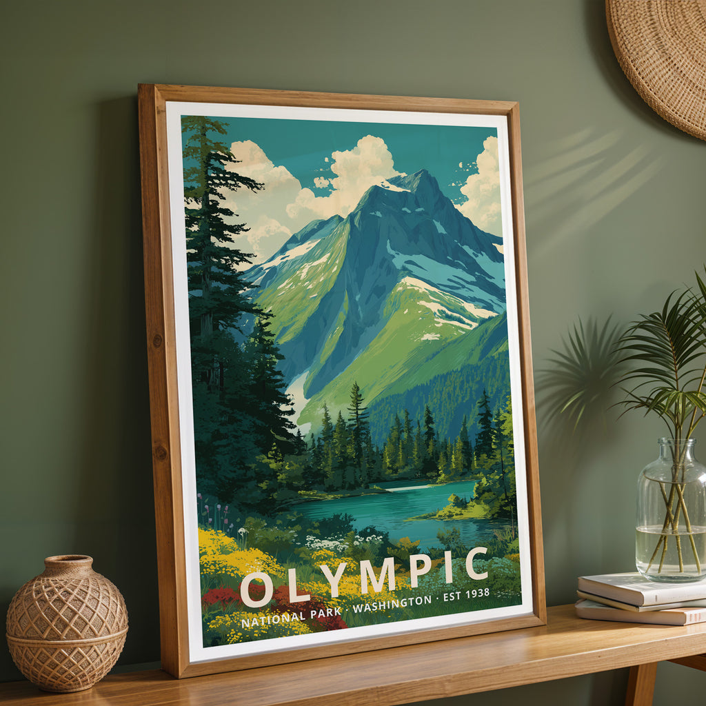 Olympic National Park Retro Art Print