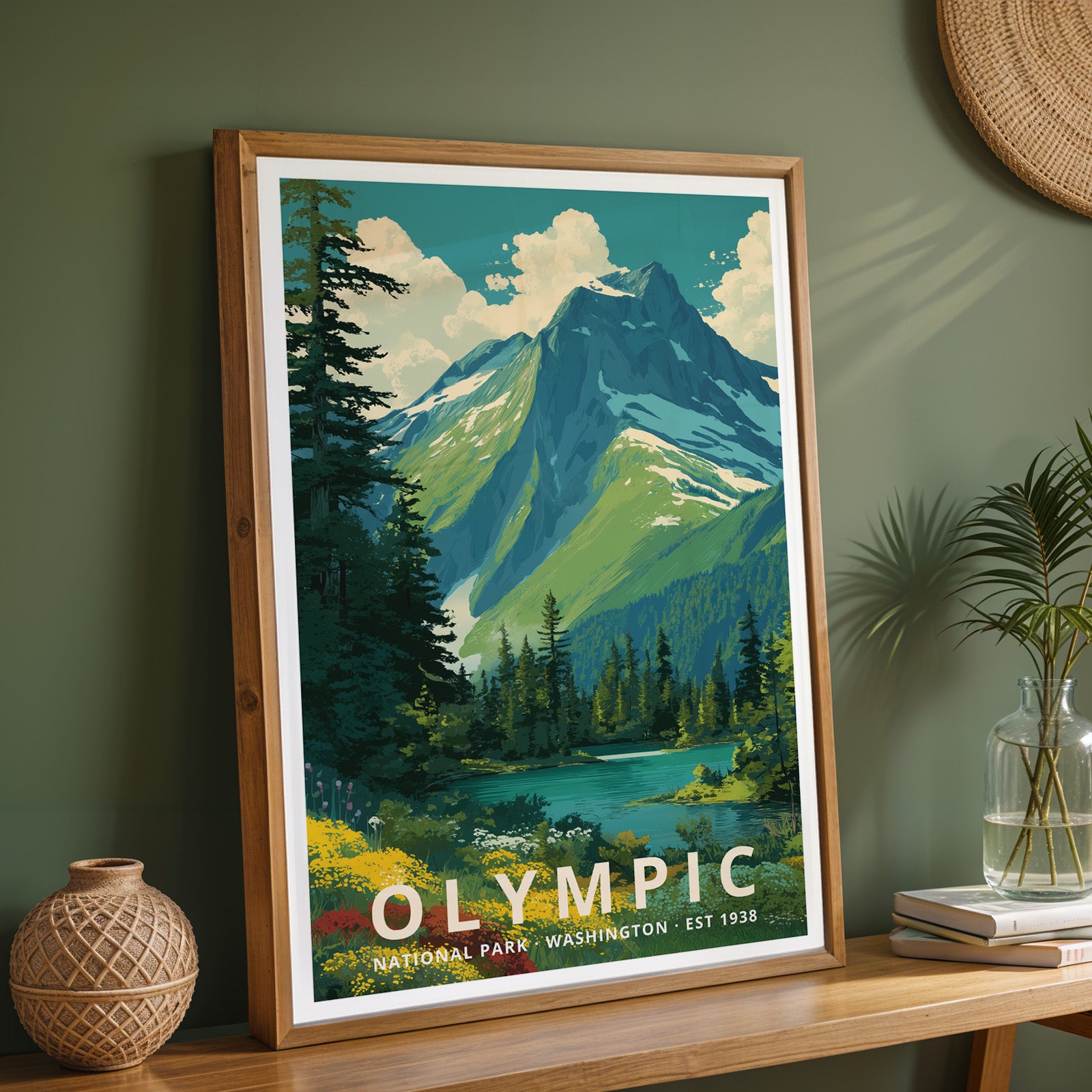 Olympic National Park Retro Art Print