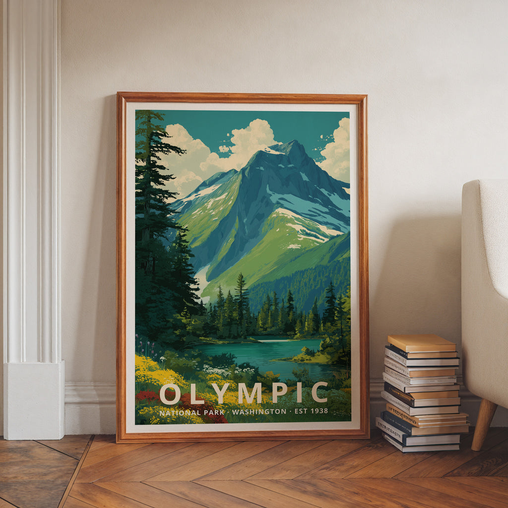 Olympic National Park Retro Art Print