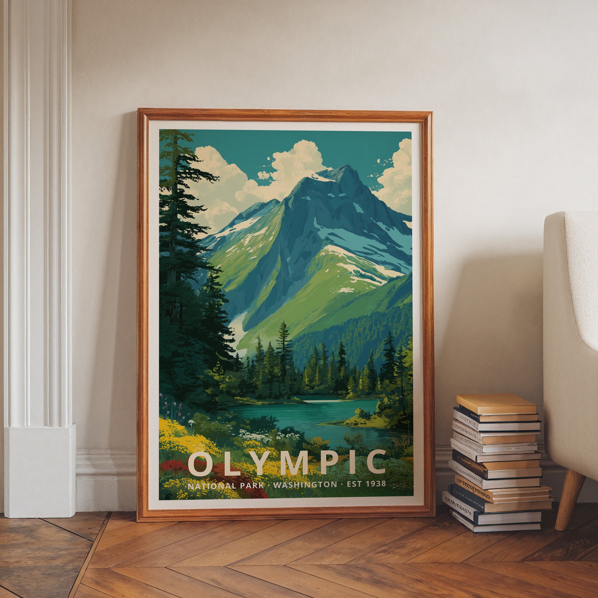 Olympic National Park Retro Art Print