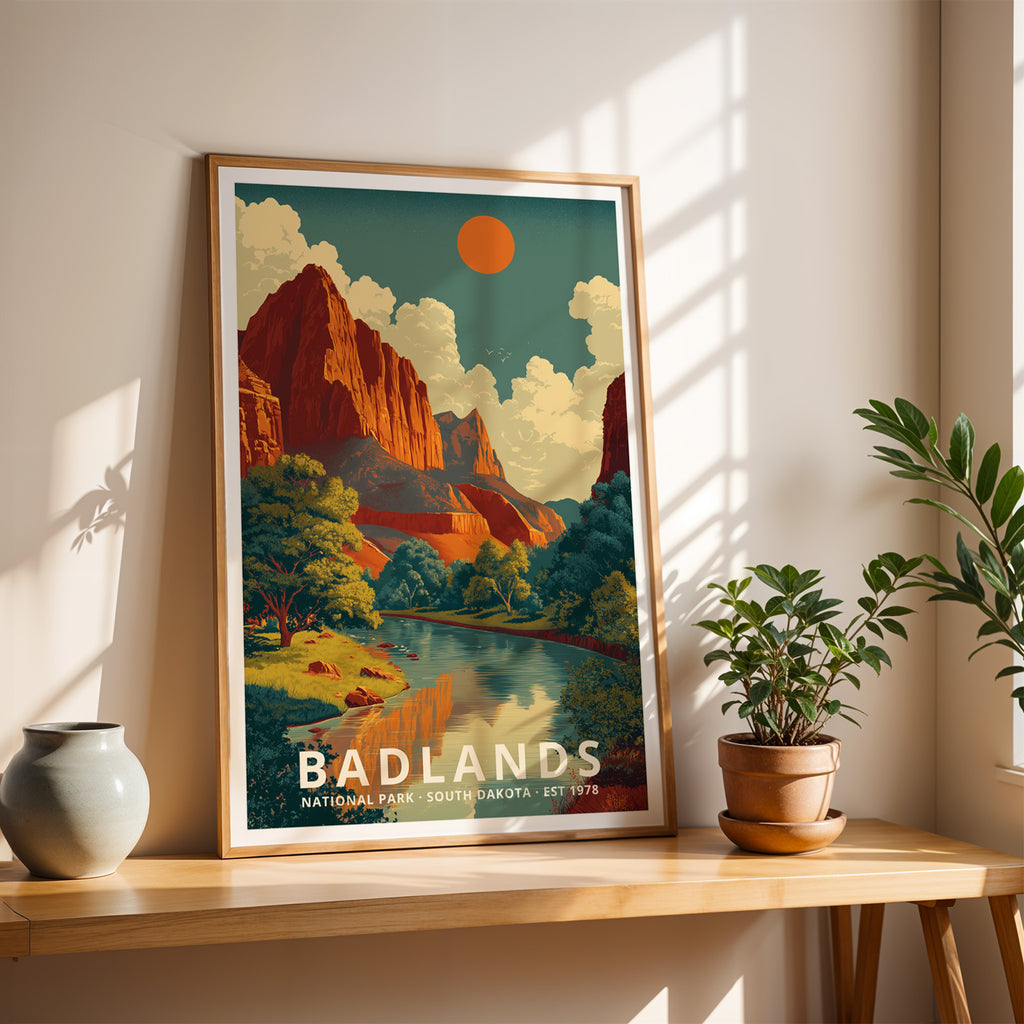 Badlands National Park Retro Art Print