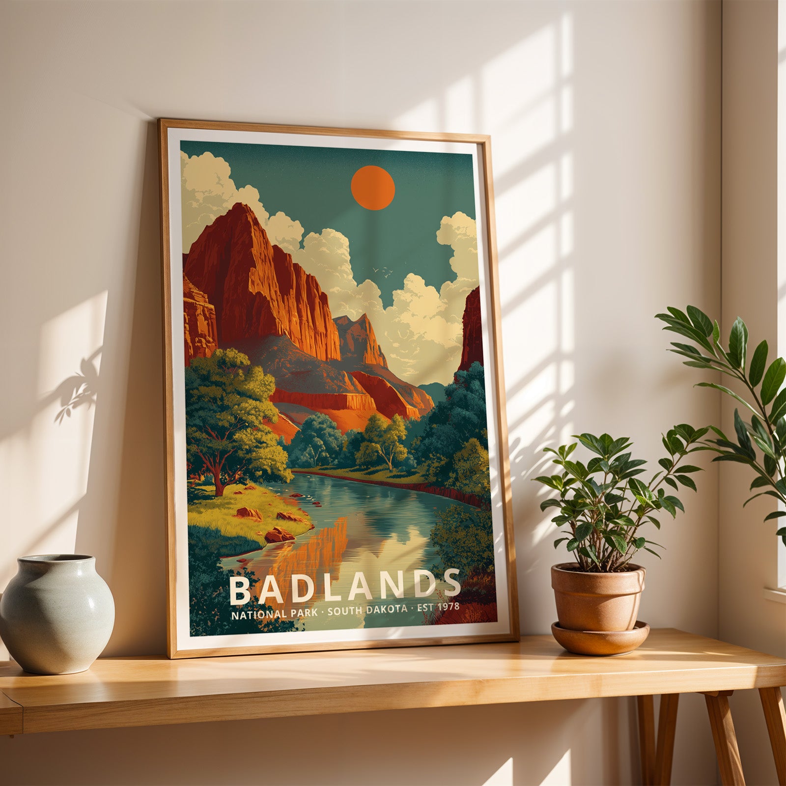 Badlands National Park Retro Art Print