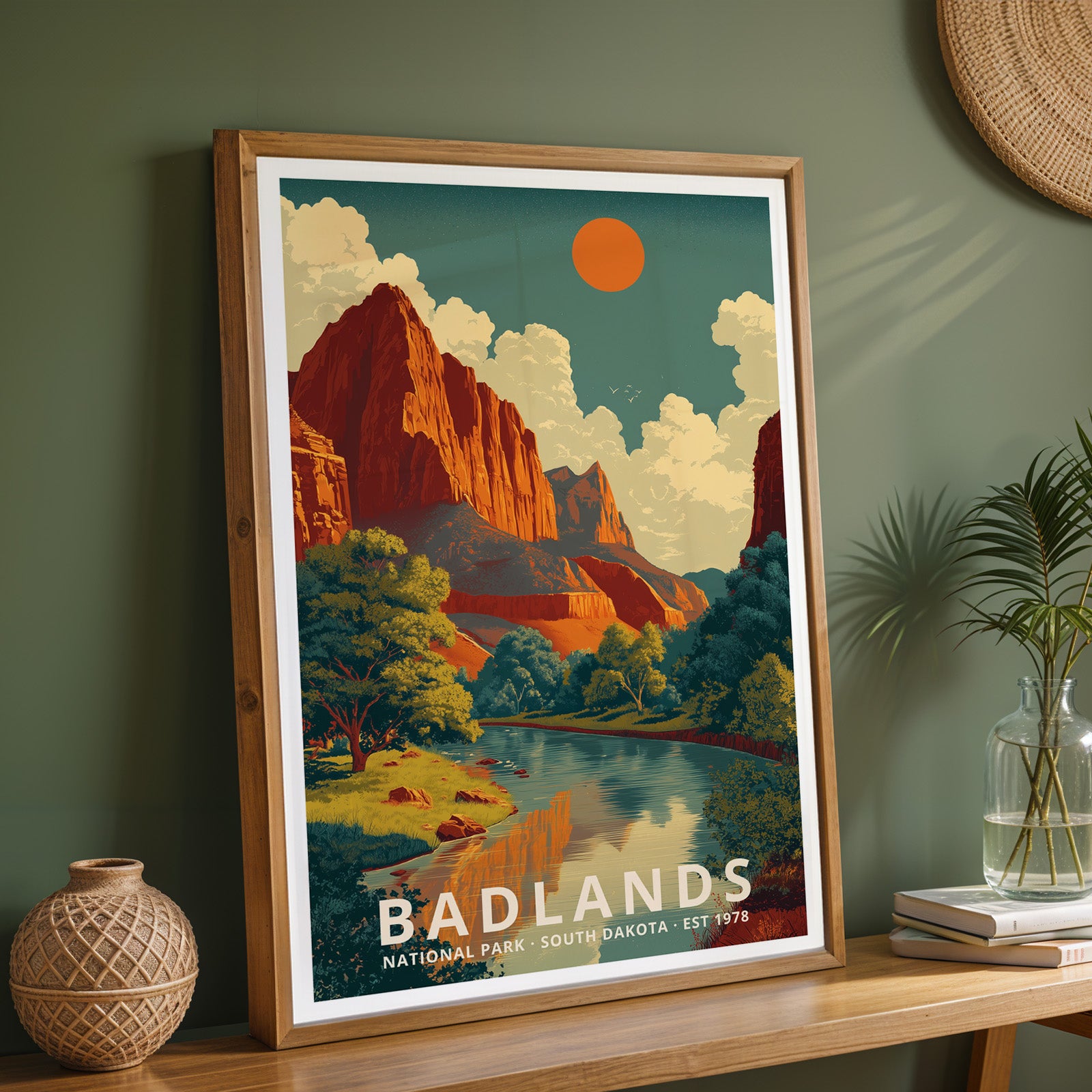 Badlands National Park Retro Art Print
