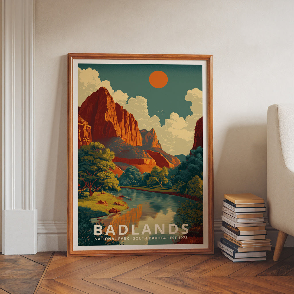 Badlands National Park Retro Art Print