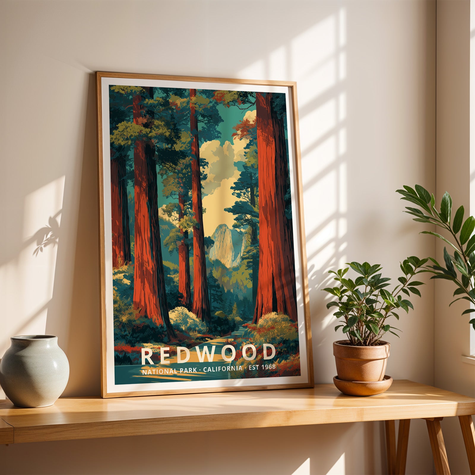 Redwood National Park Retro Art Print