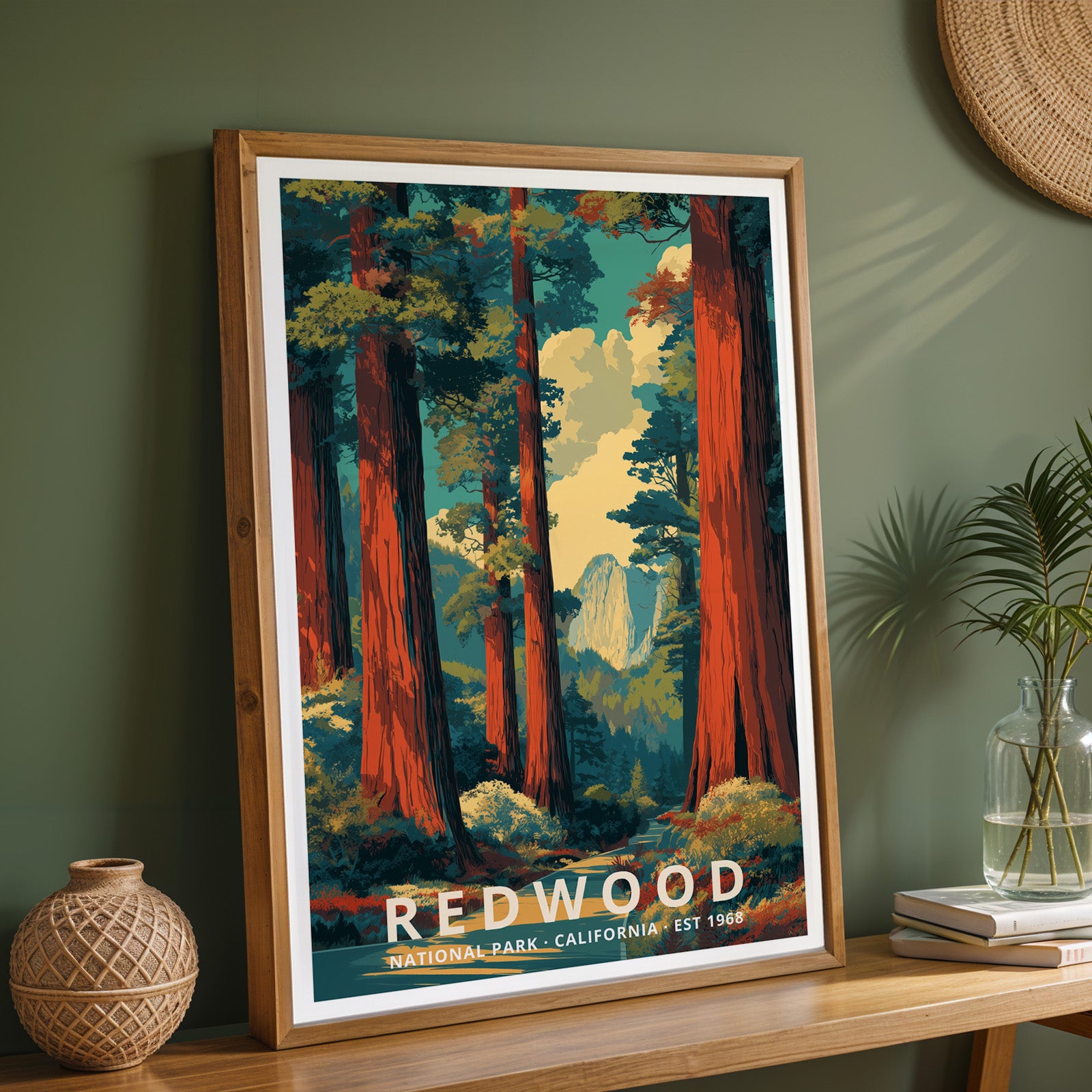 Redwood National Park Retro Art Print