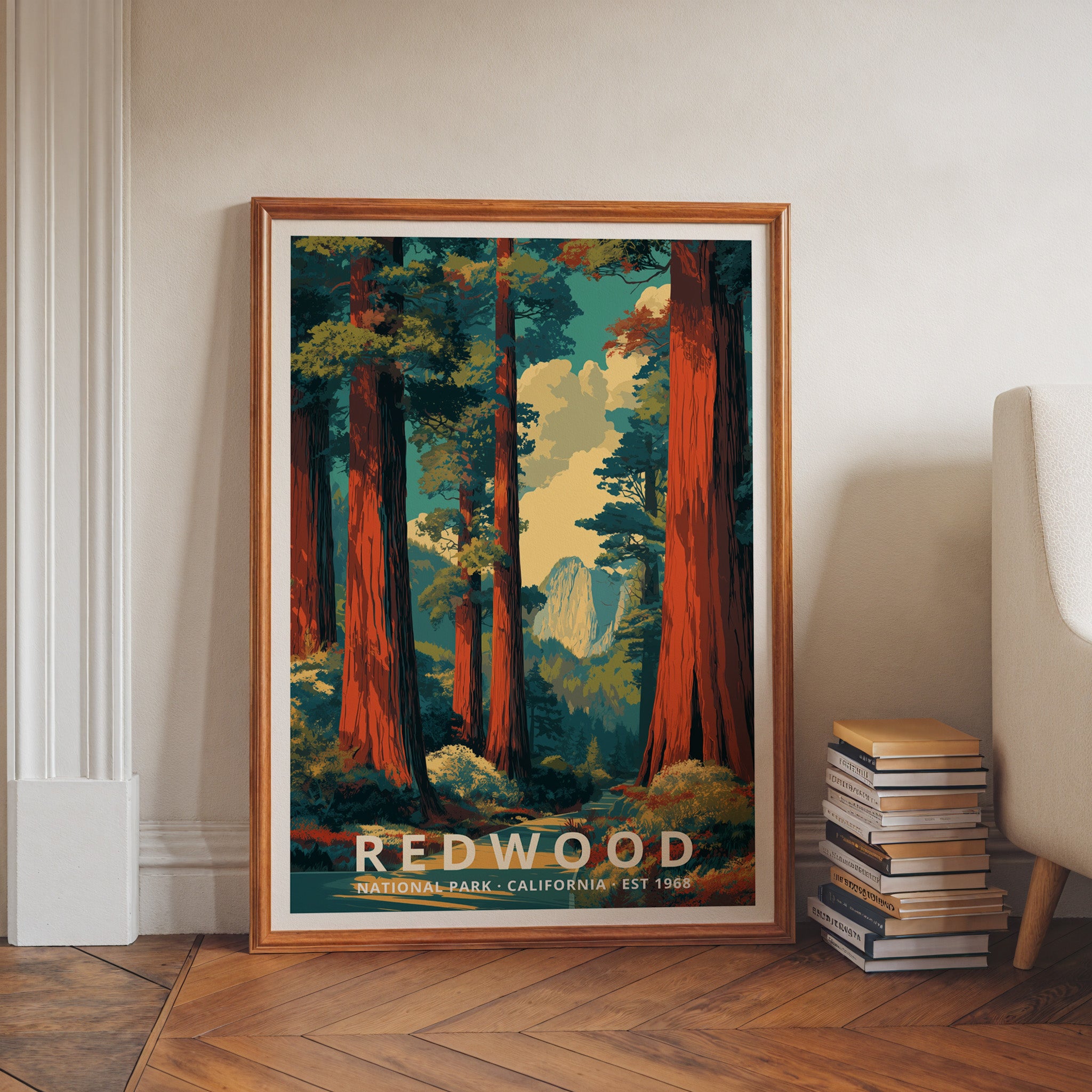Redwood National Park Retro Art Print