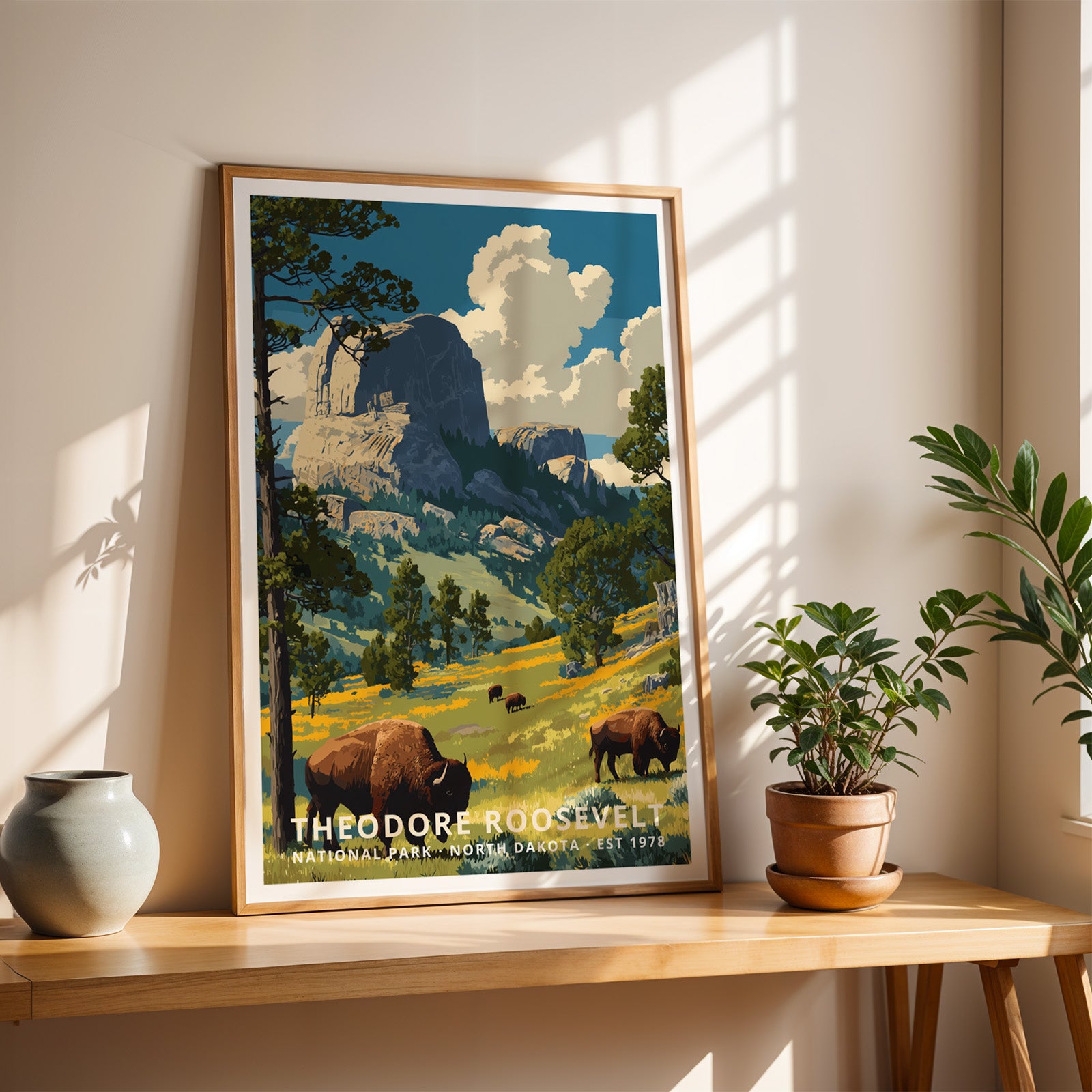 Theodore Roosevelt National Park Retro Art Print