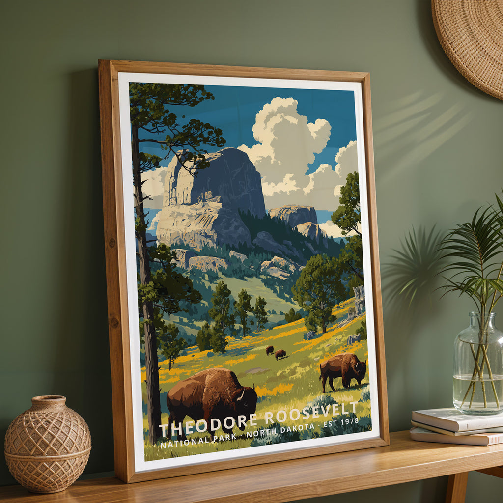 Theodore Roosevelt National Park Retro Art Print