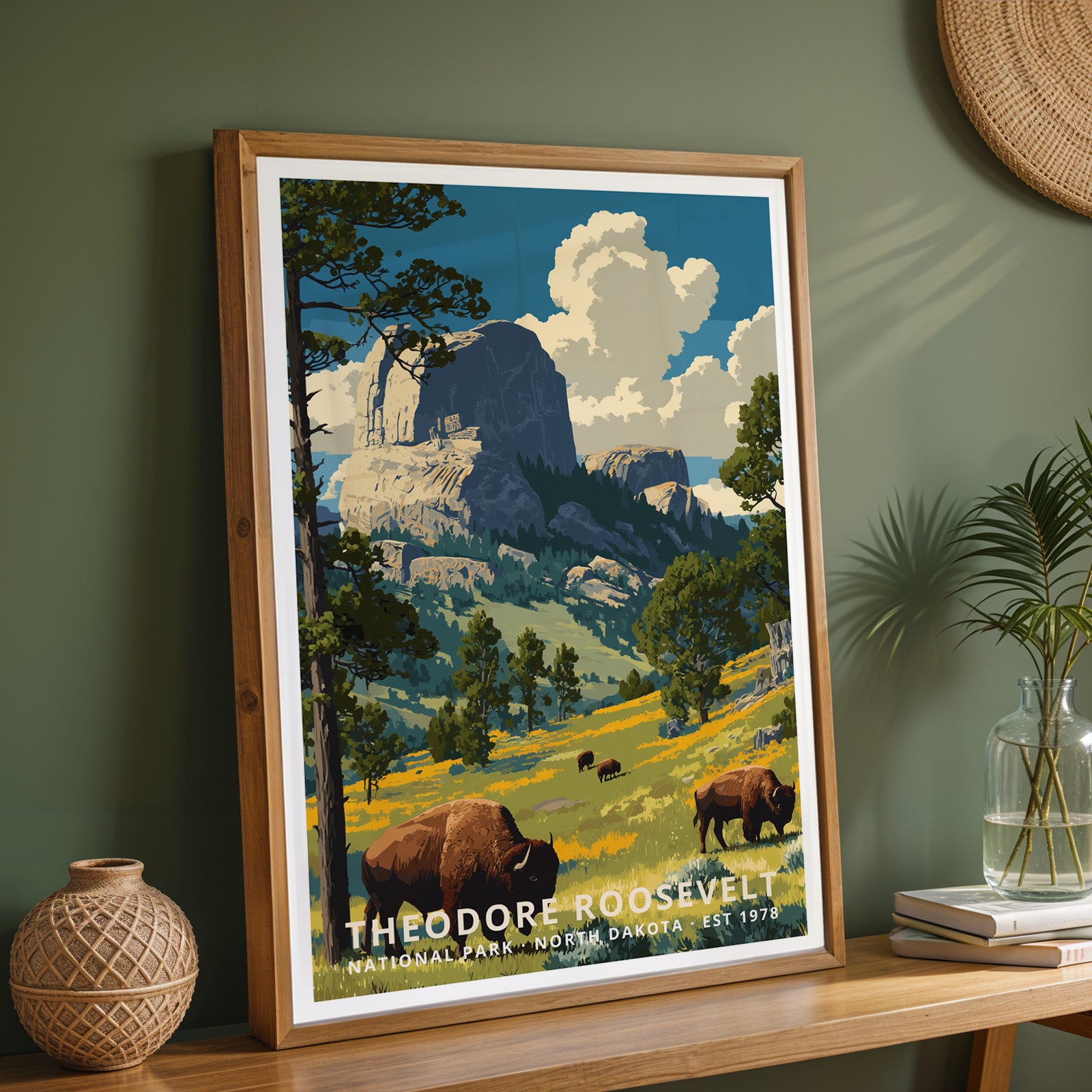 Theodore Roosevelt National Park Retro Art Print