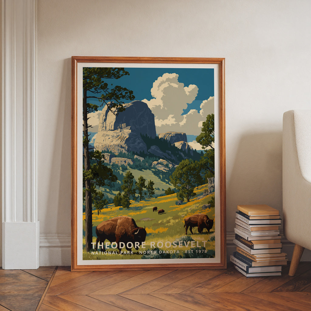 Theodore Roosevelt National Park Retro Art Print
