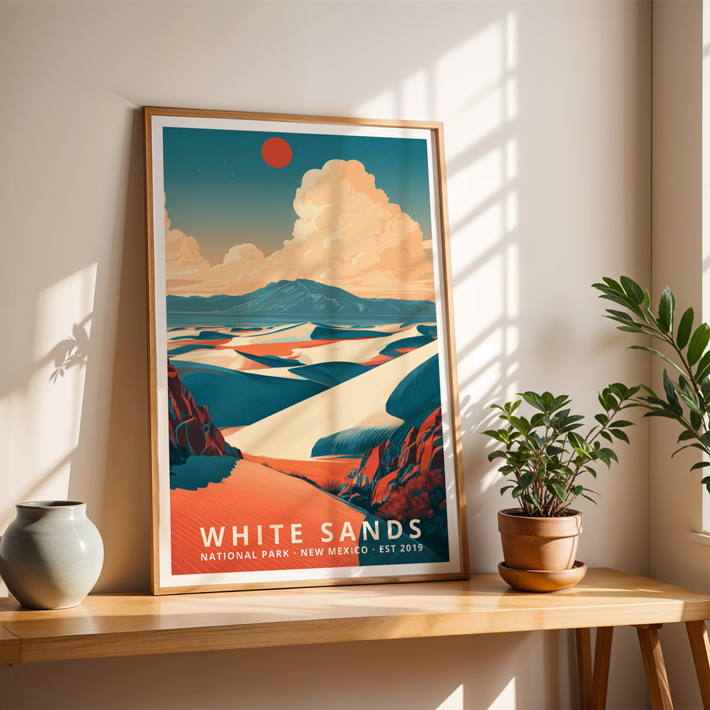 White Sands National Park Retro Art Print
