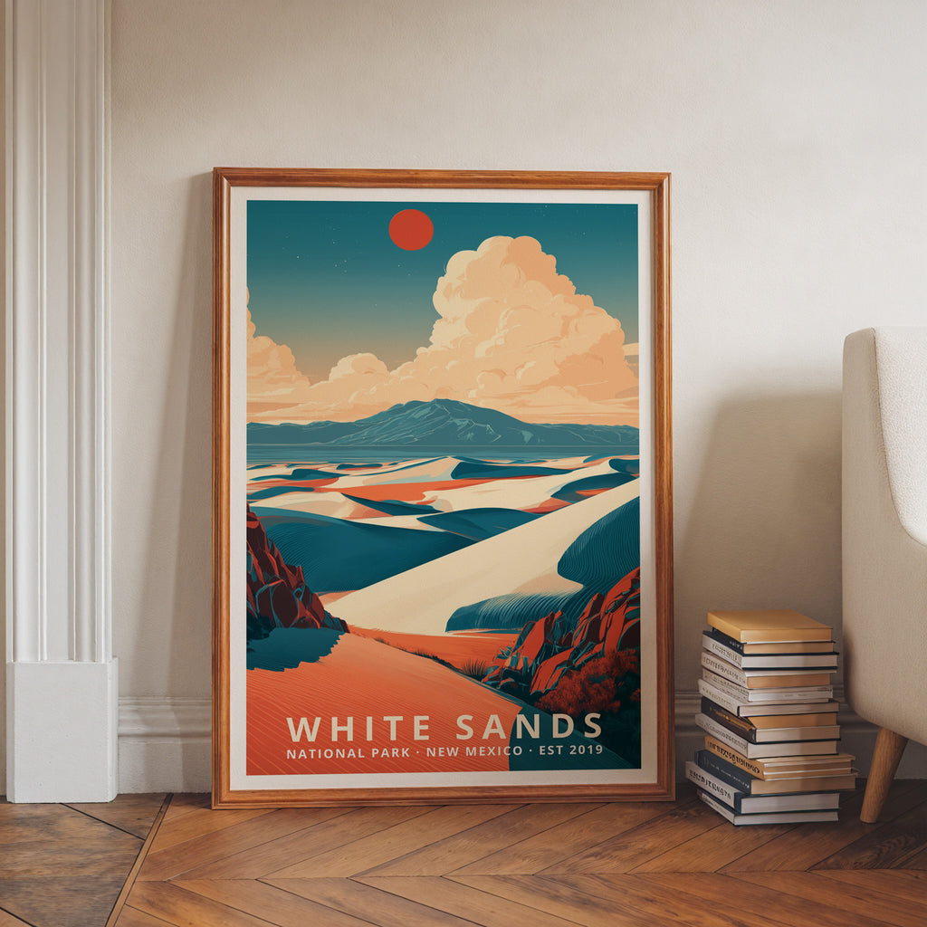 White Sands National Park Retro Art Print