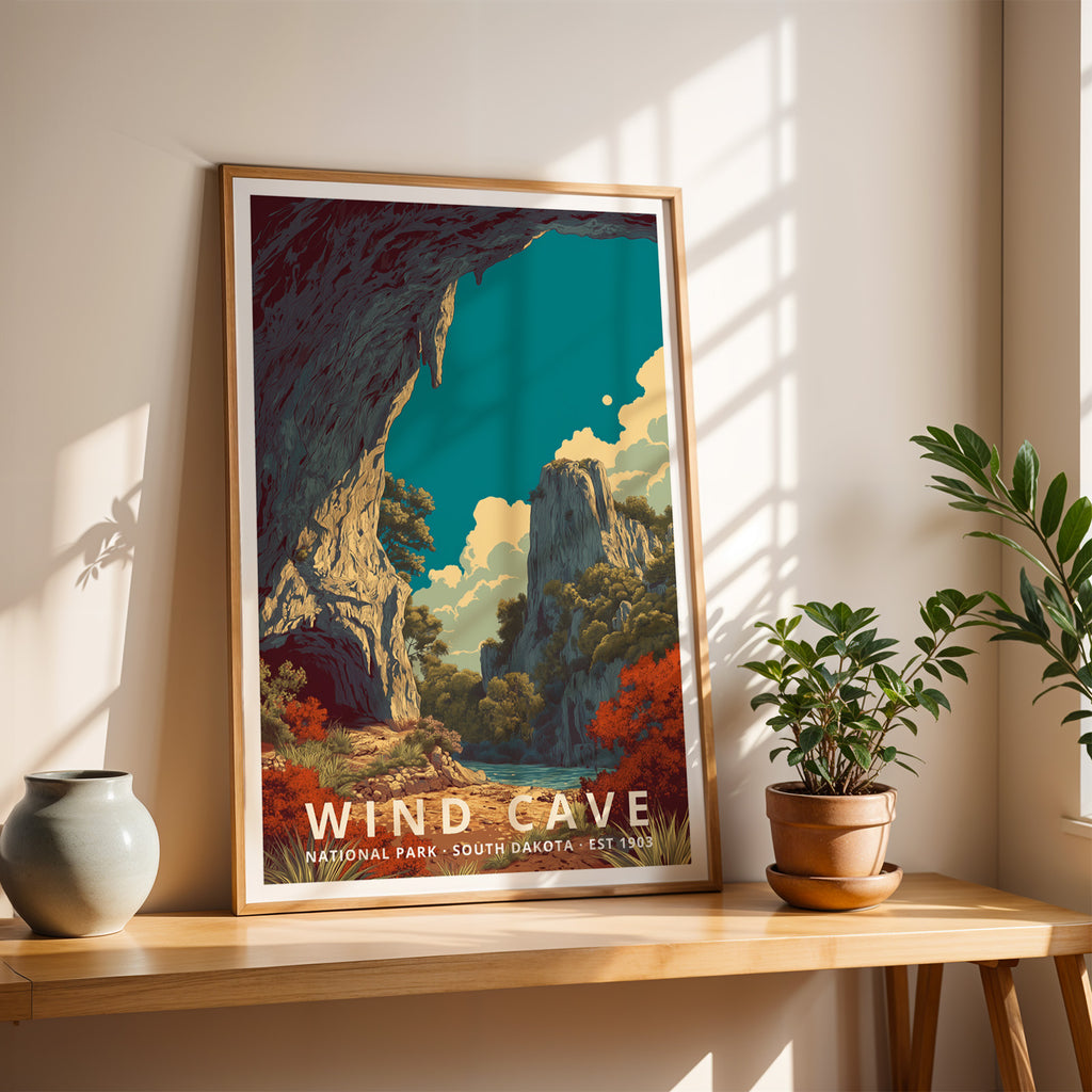 Wind Cave National Park Retro Art Print