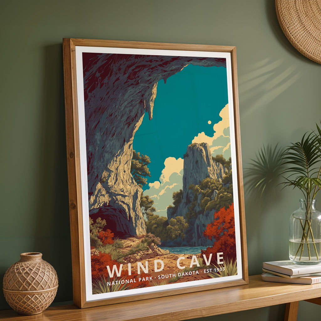 Wind Cave National Park Retro Art Print