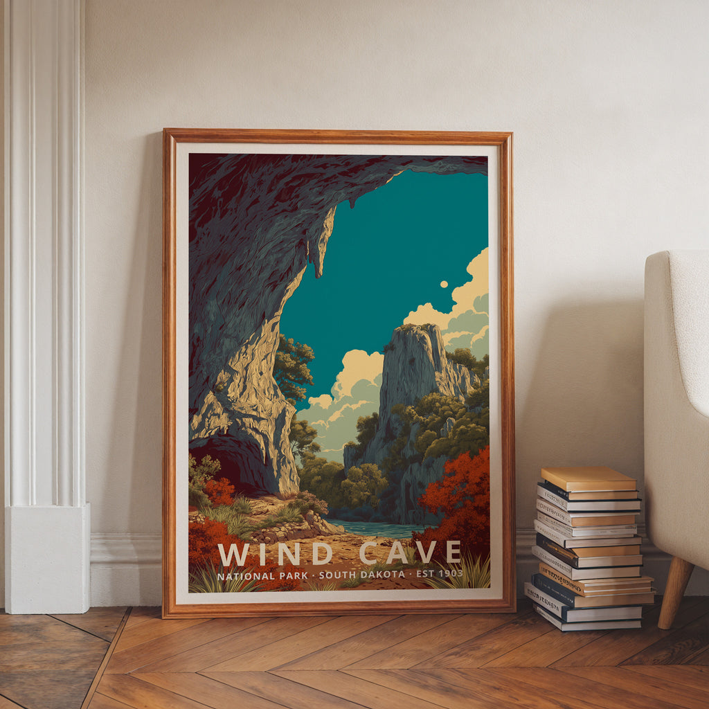 Wind Cave National Park Retro Art Print