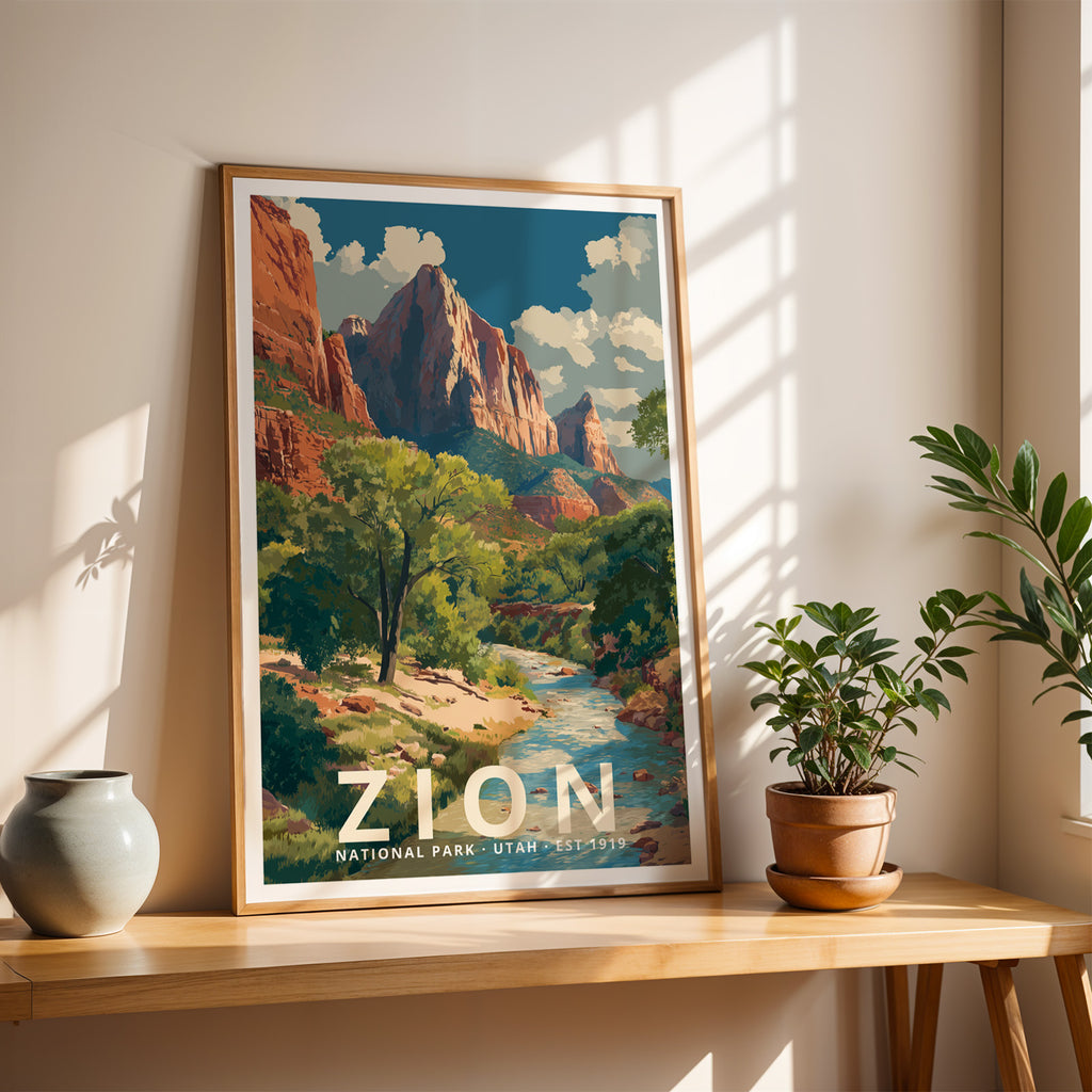 Zion National Park Retro Art Print