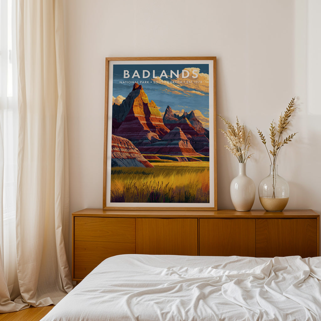 Retro Badlands National Park Print