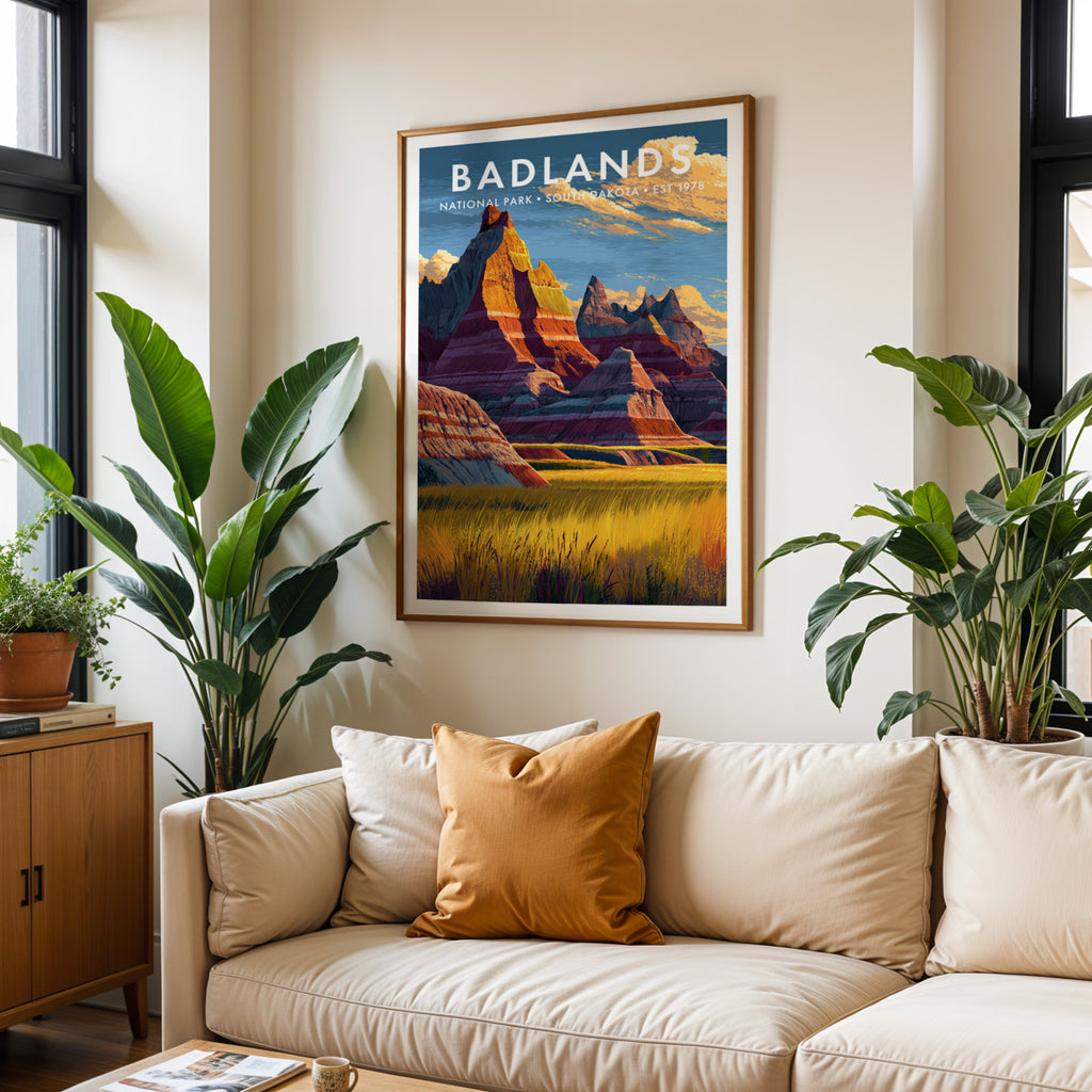 Retro Badlands National Park Print