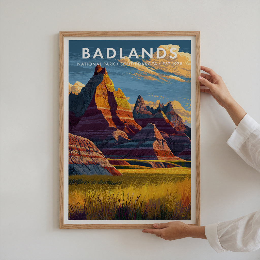 Retro Badlands National Park Print