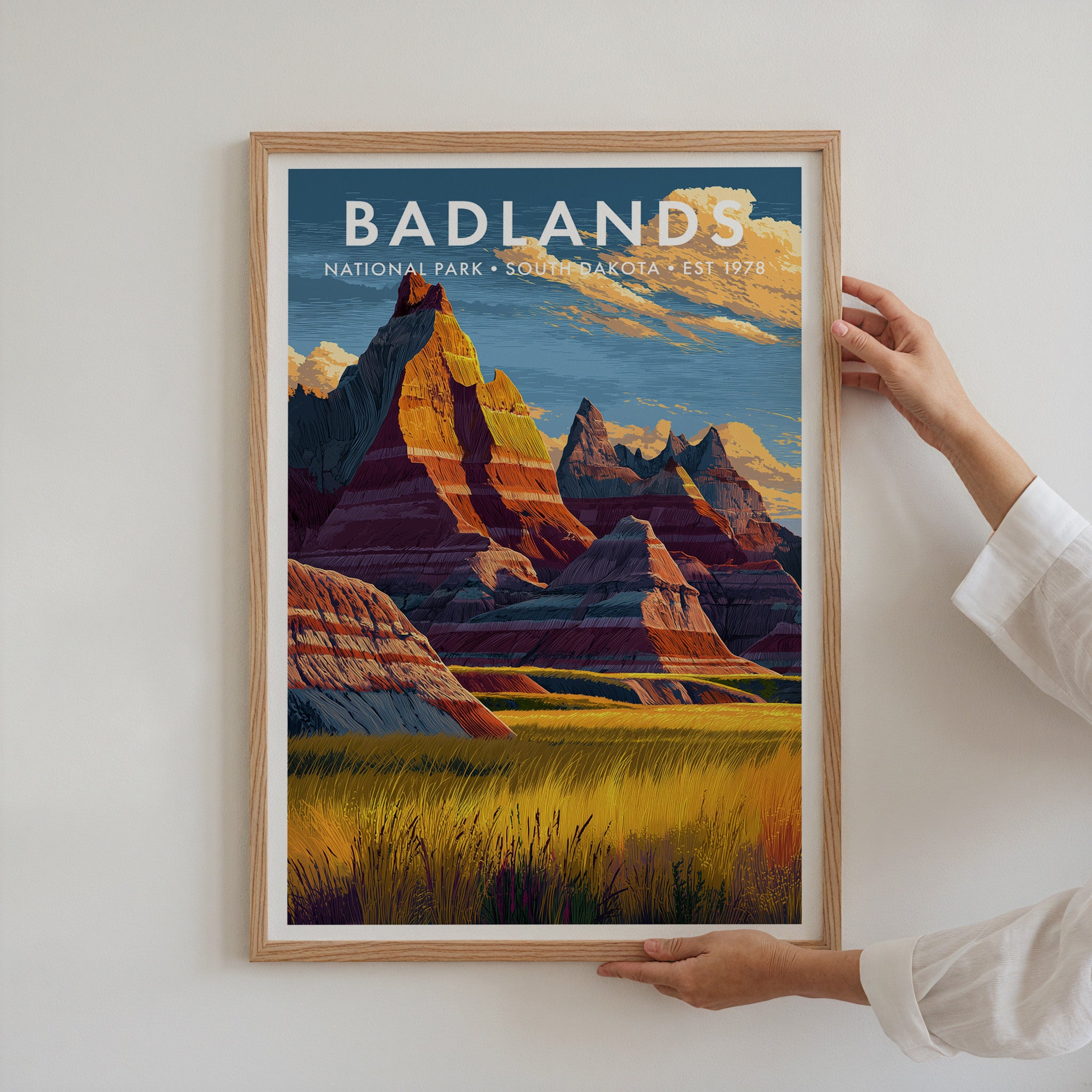 Retro Badlands National Park Print