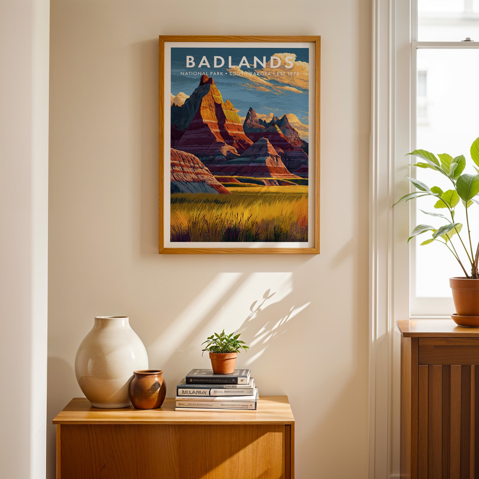 Retro Badlands National Park Print