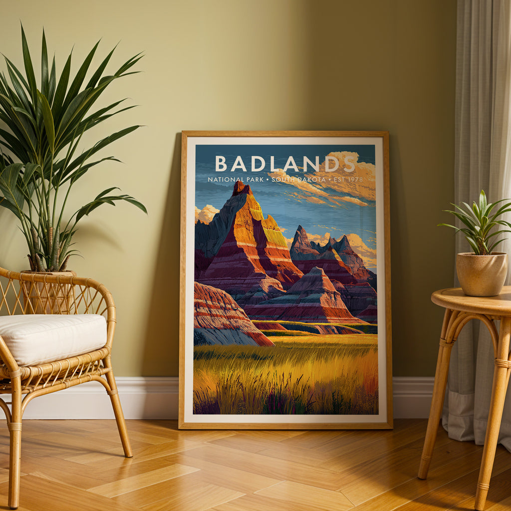 Retro Badlands National Park Print