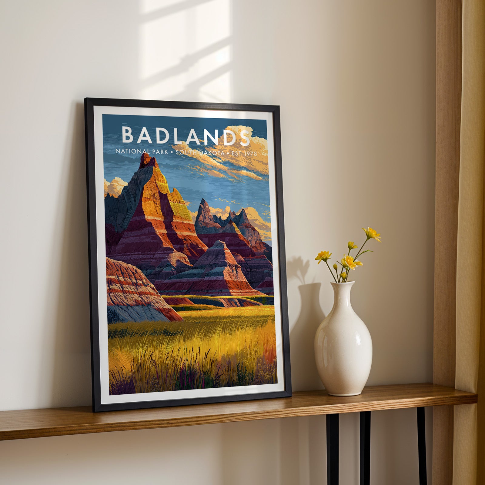 Retro Badlands National Park Print