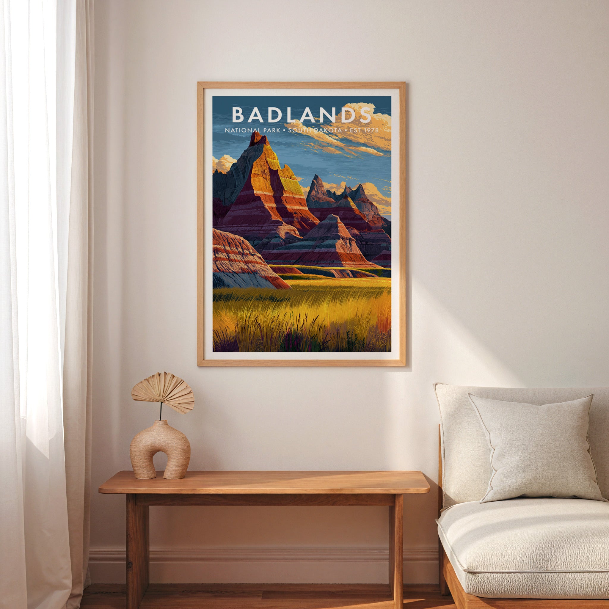 Retro Badlands National Park Print