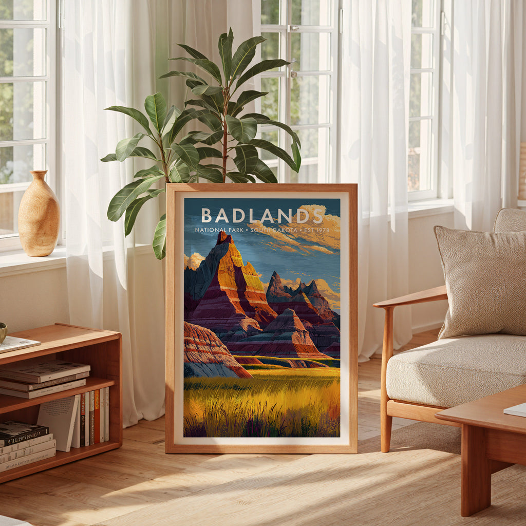 Retro Badlands National Park Print