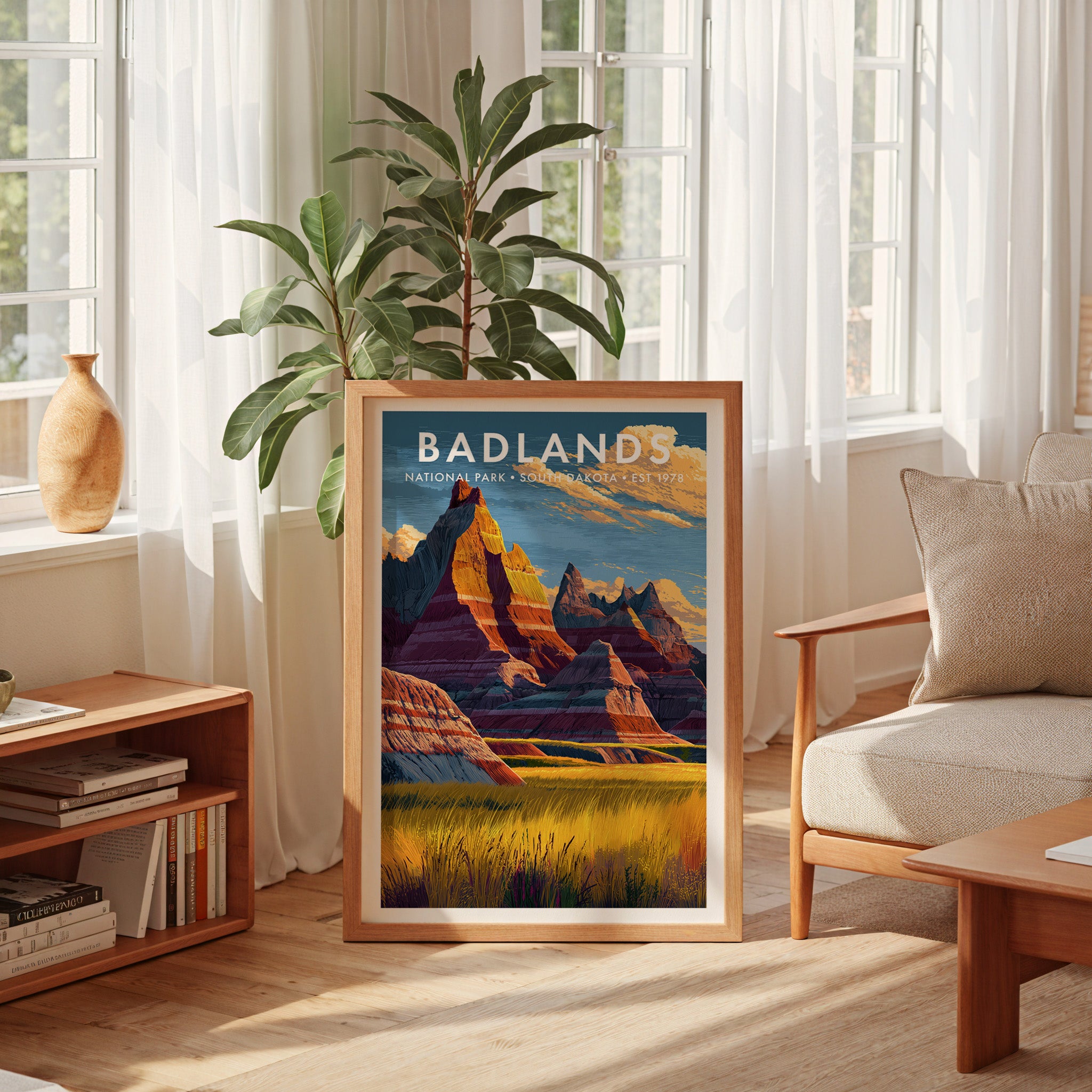 Retro Badlands National Park Print