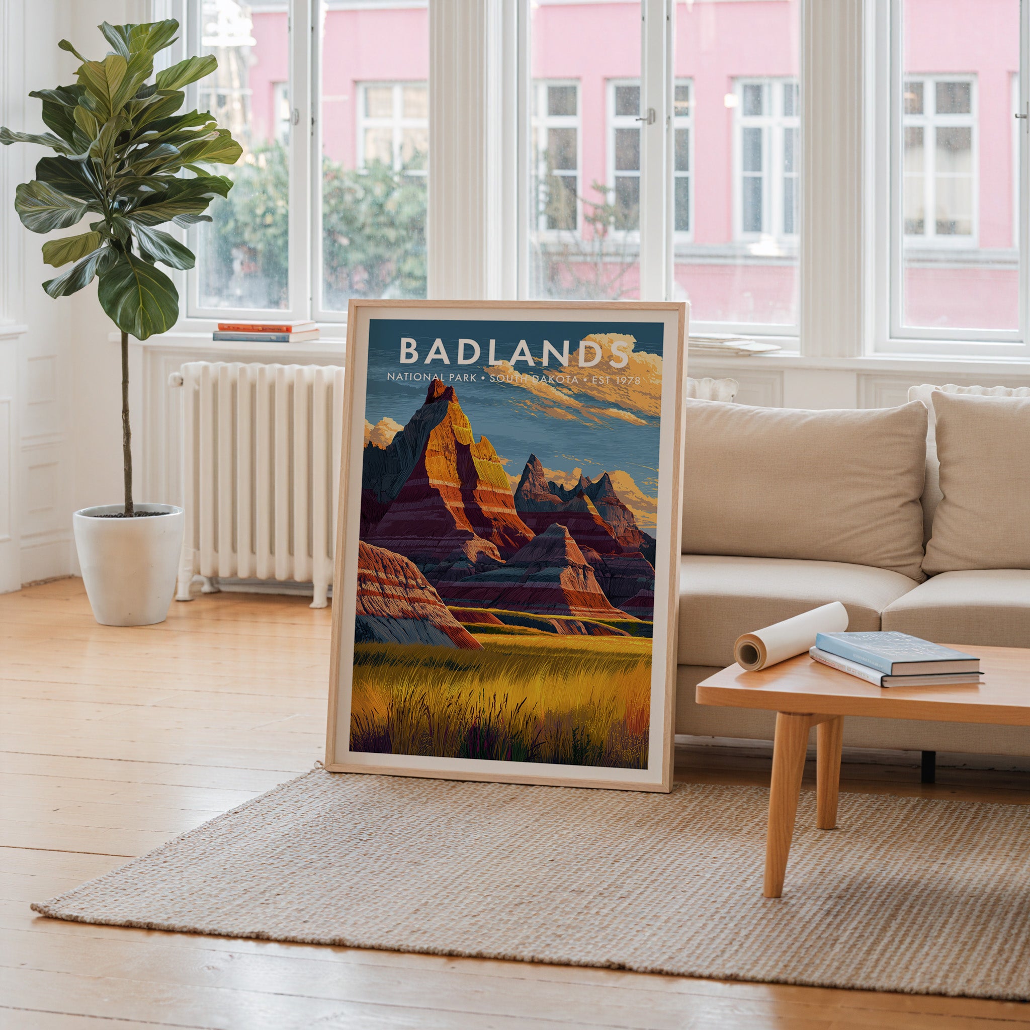 Retro Badlands National Park Print