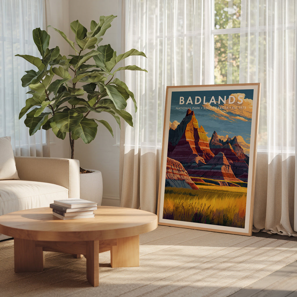 Retro Badlands National Park Print