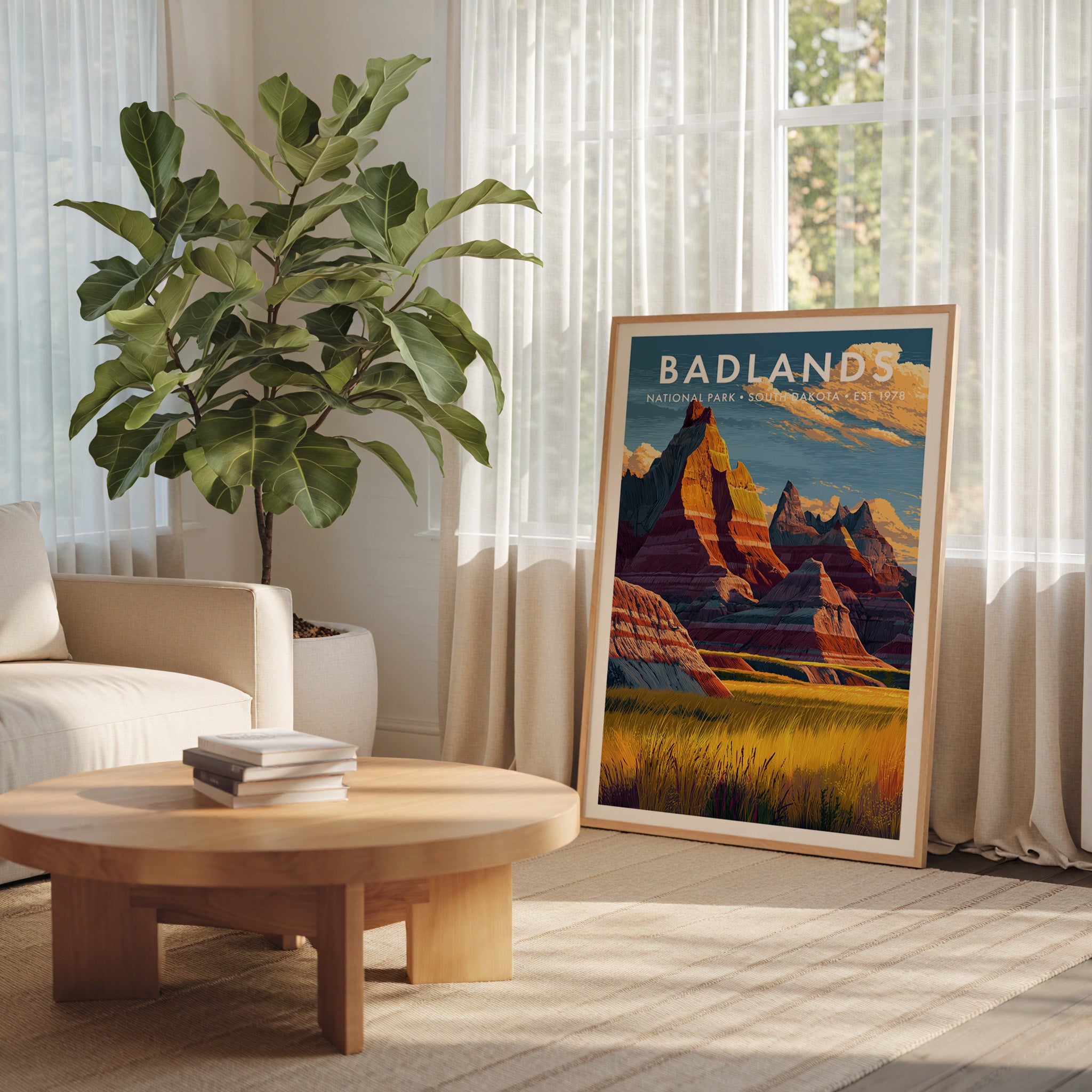 Retro Badlands National Park Print