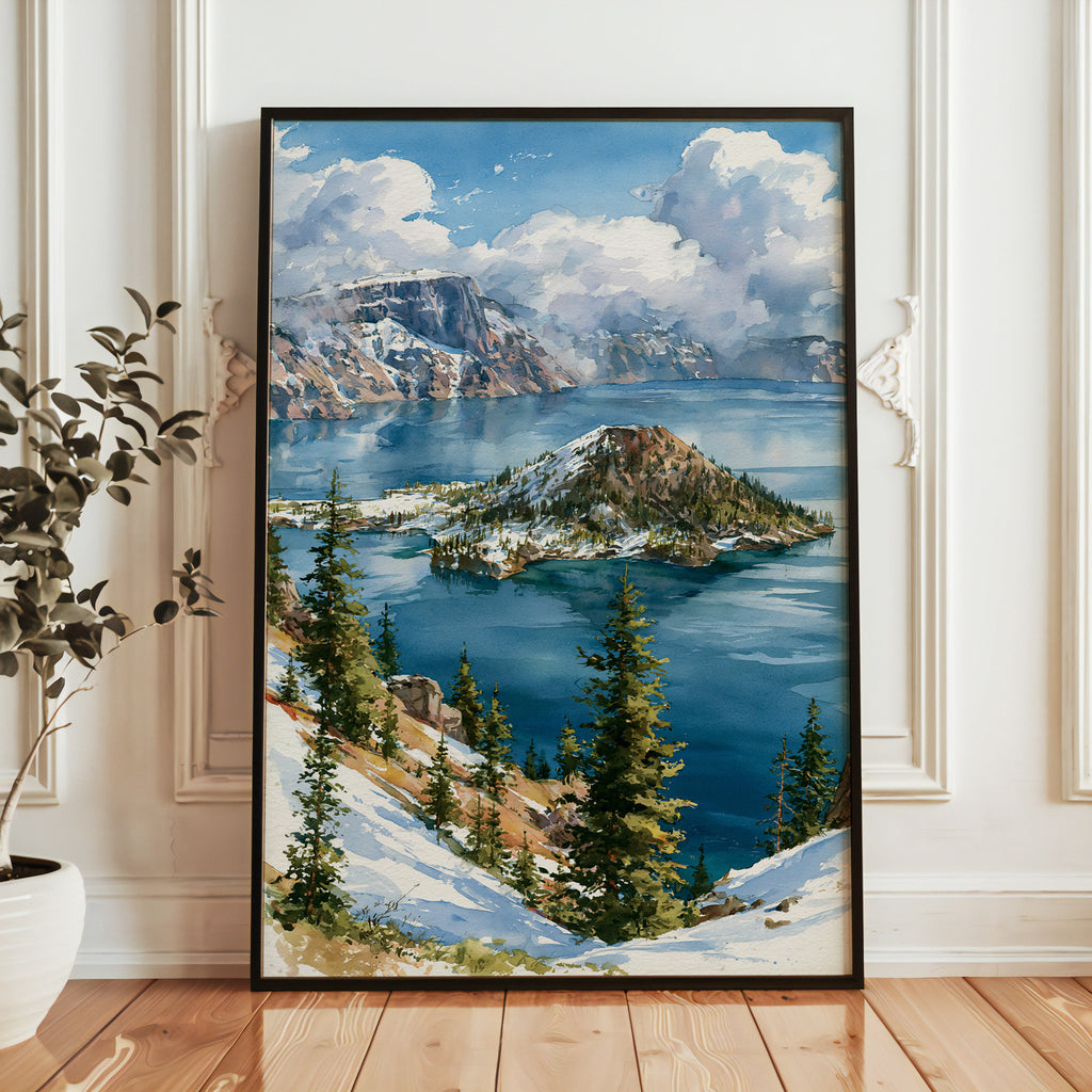 Crater Lake National Park Watercolor Art