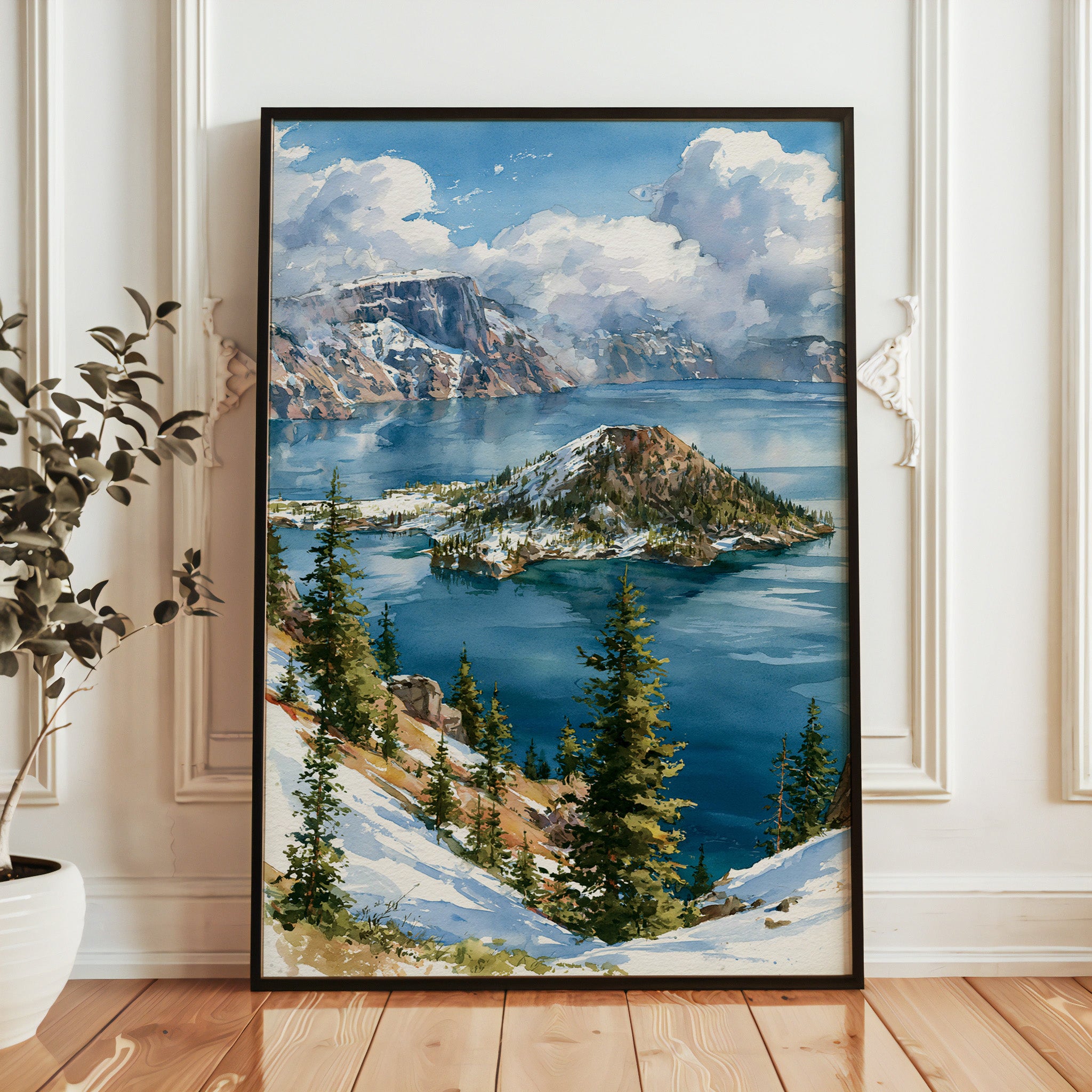 Crater Lake National Park Watercolor Art