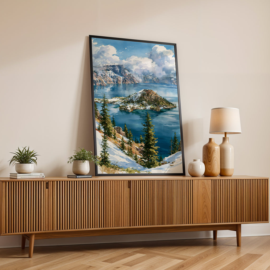 Crater Lake National Park Watercolor Art