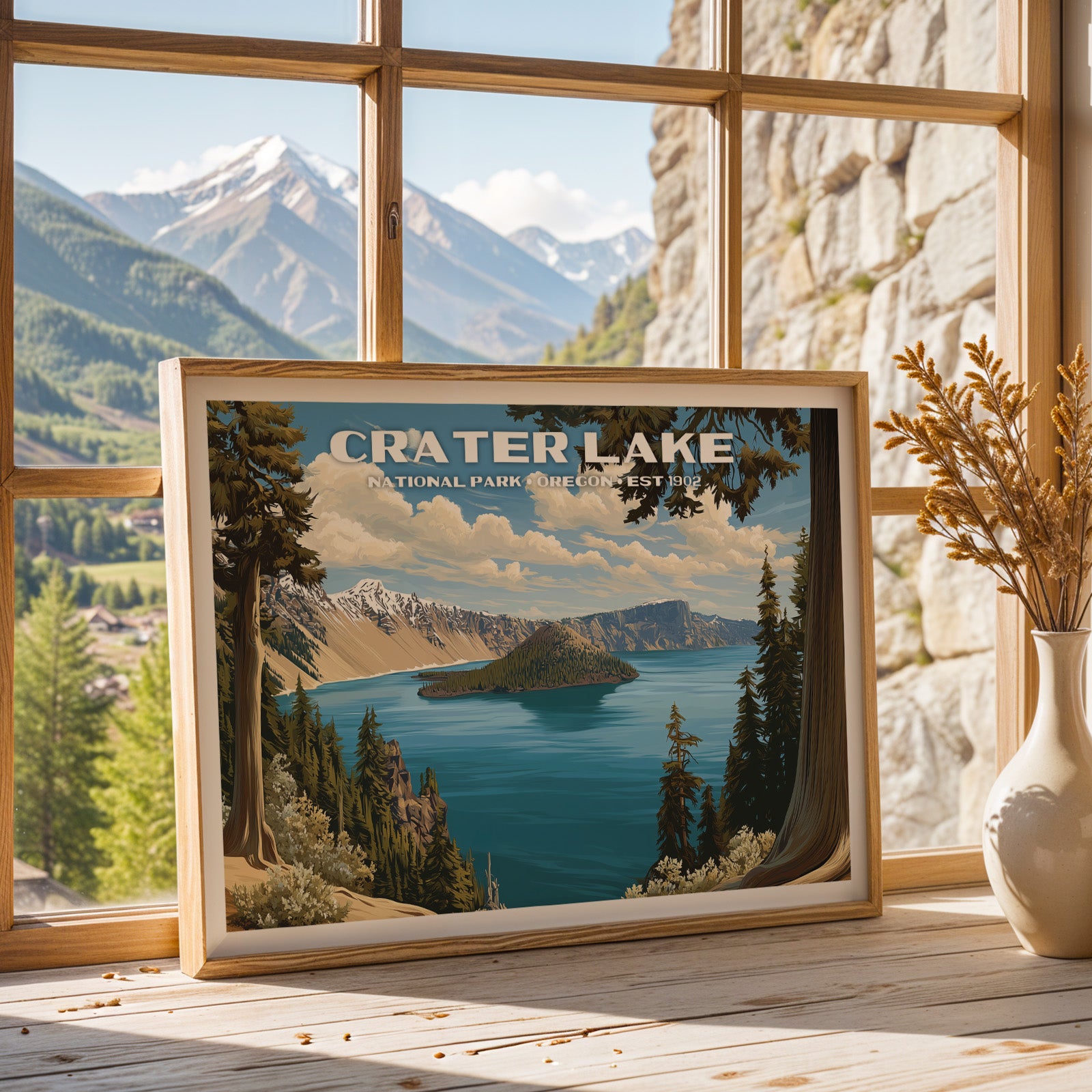 Crater Lake National Park Horizontal Vintage Art