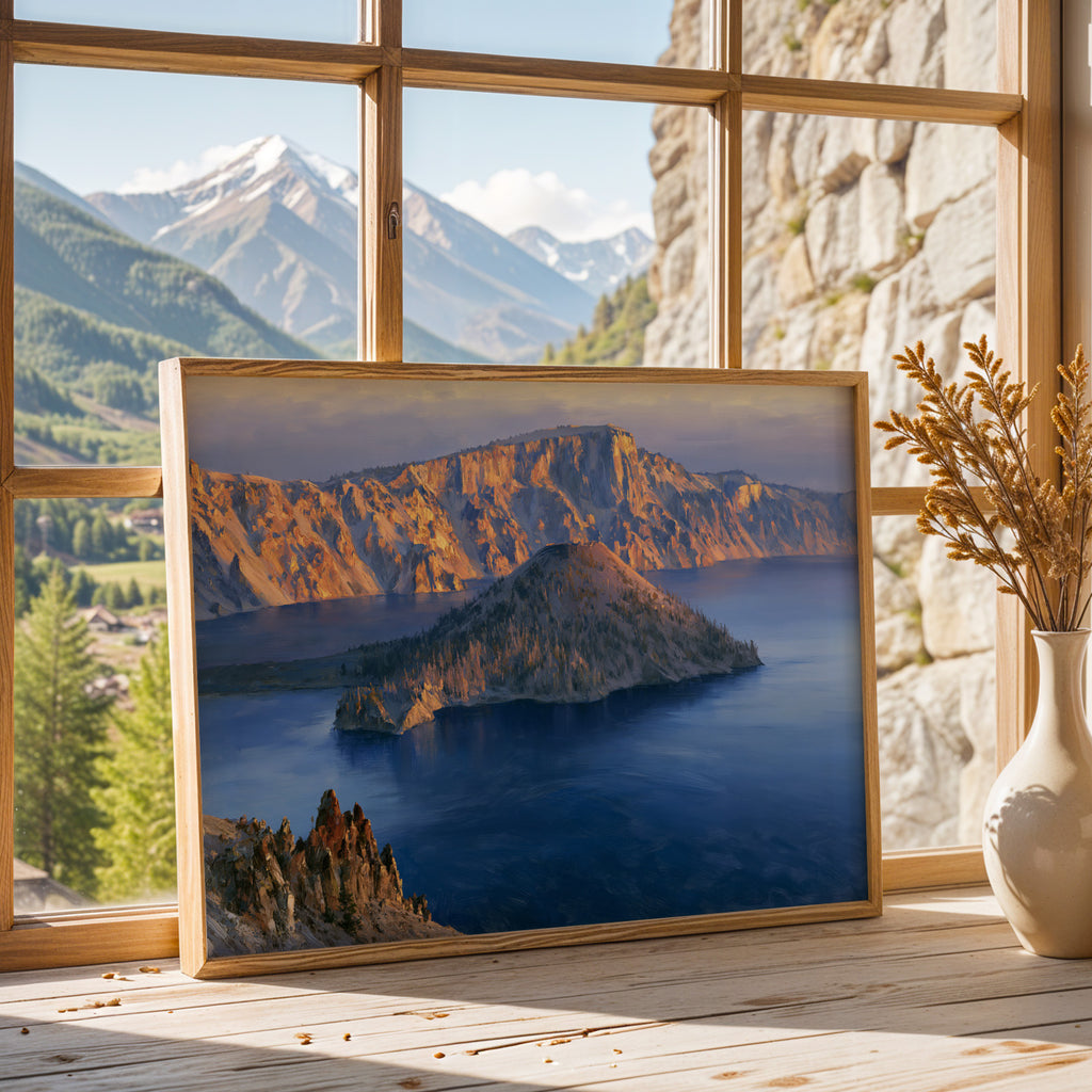 Crater Lake National Park Classical Oil Painting