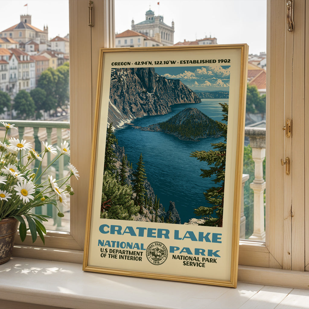 Crater Lake National Park Vintage WPA Art