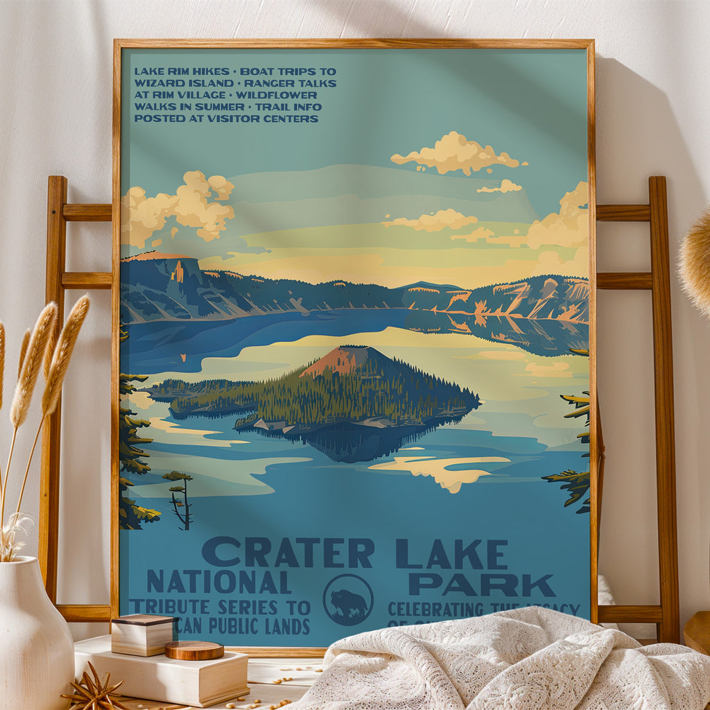 Crater Lake National Park Vintage WPA Art