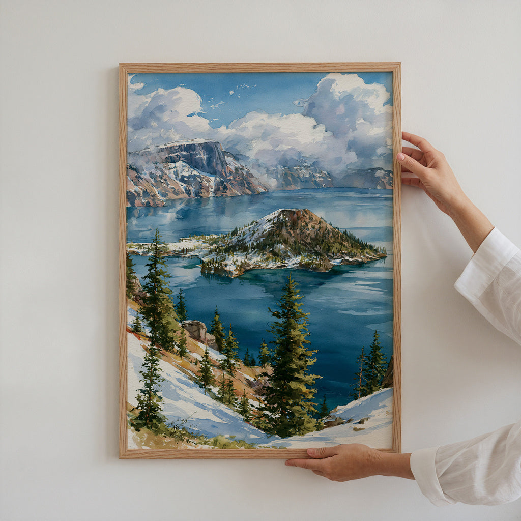 Crater Lake National Park Watercolor Art