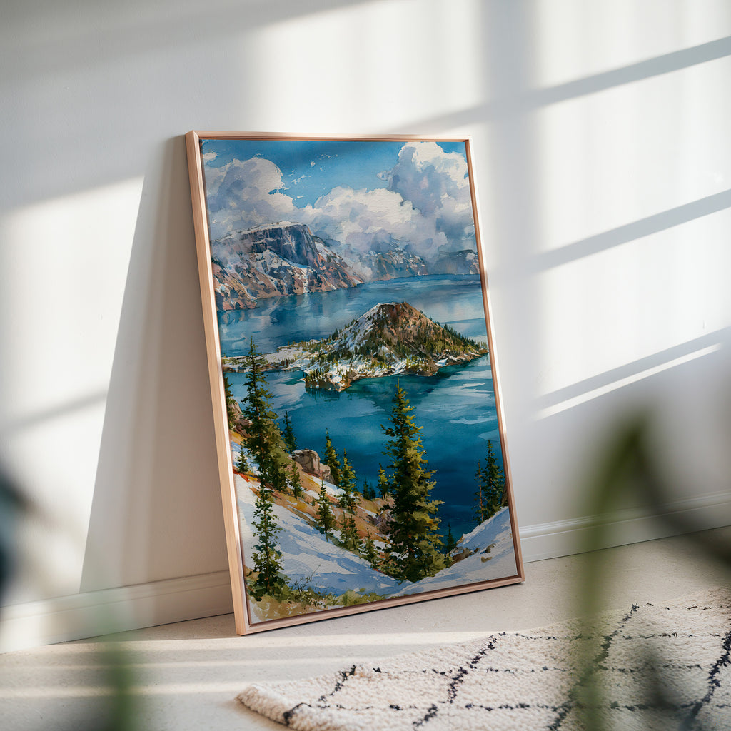 Crater Lake National Park Watercolor Art