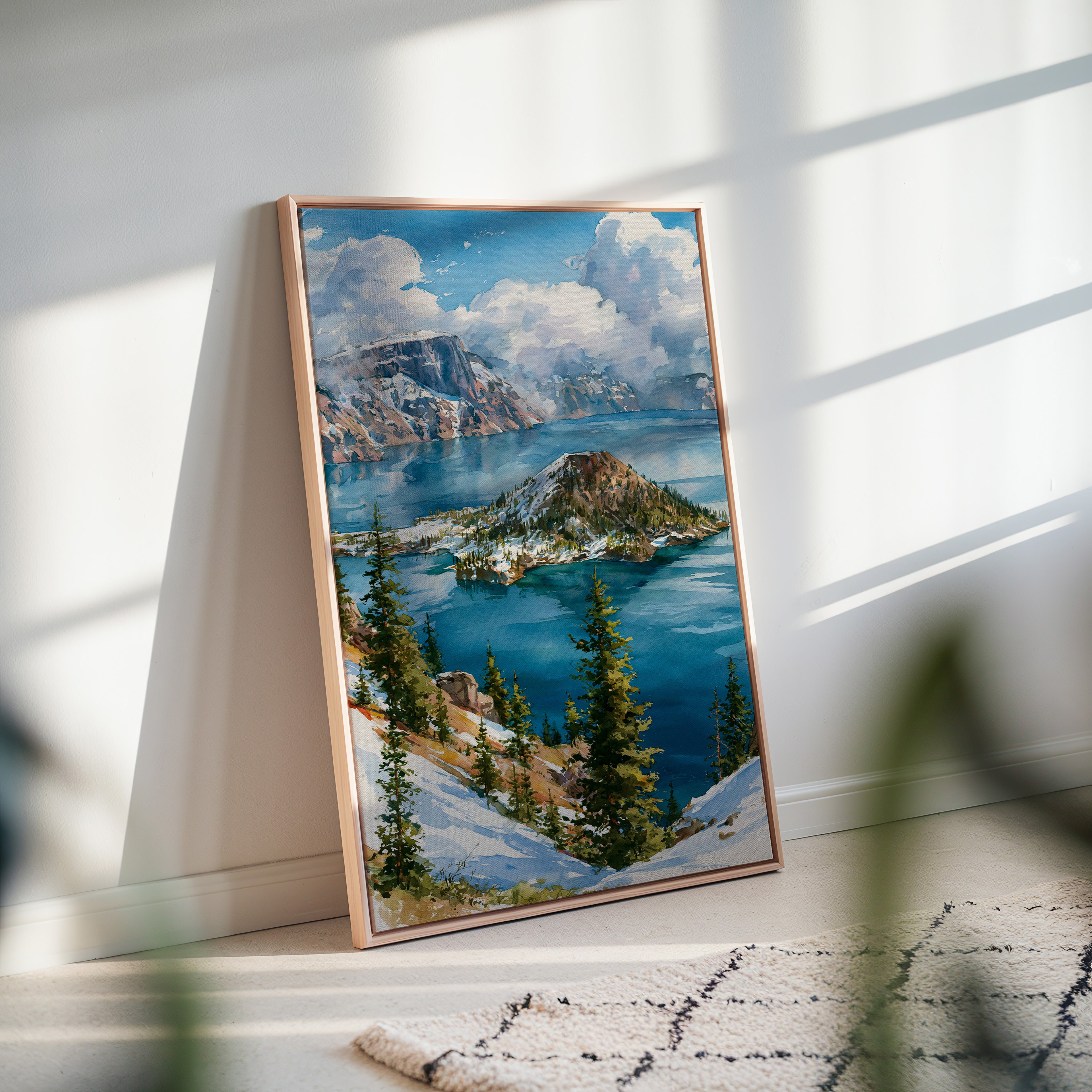 Crater Lake National Park Watercolor Art