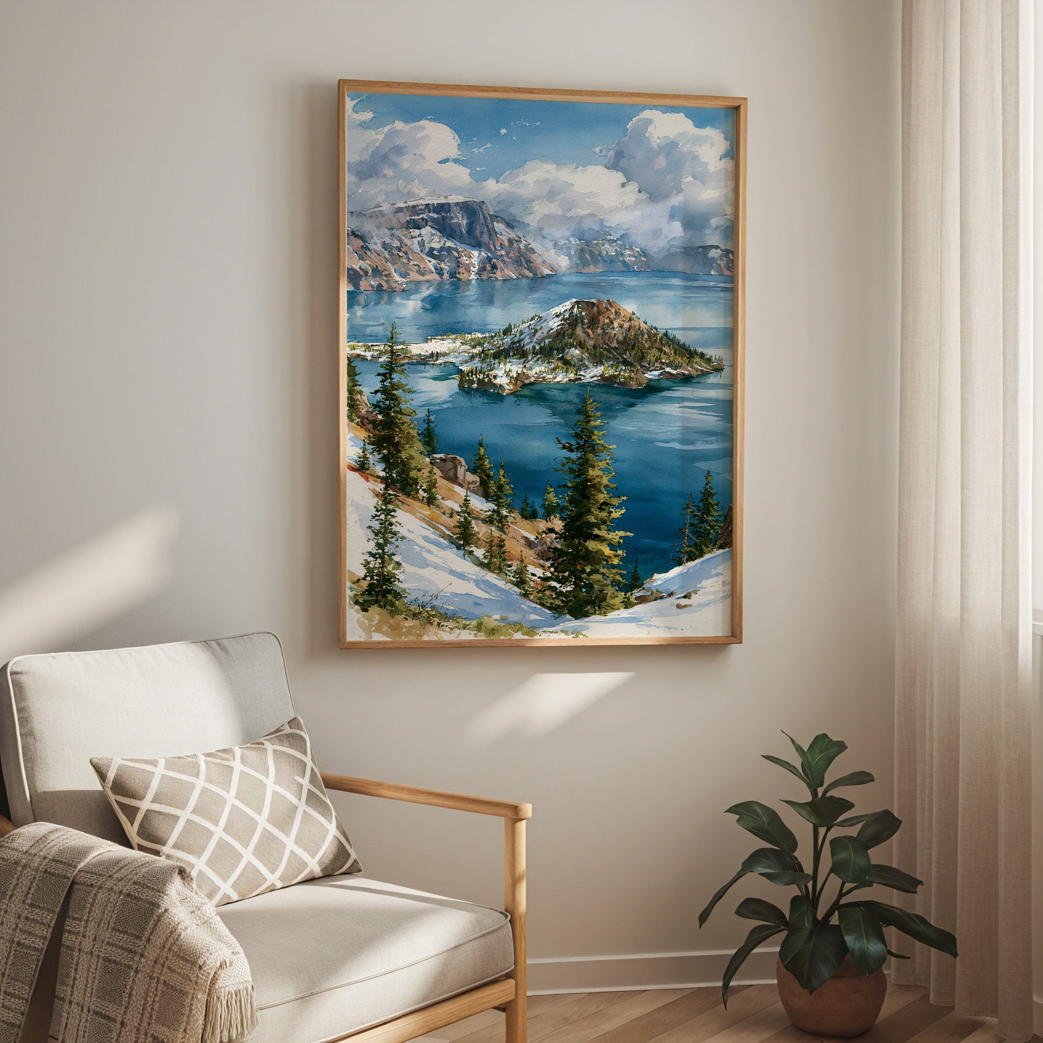 Crater Lake National Park Watercolor Art