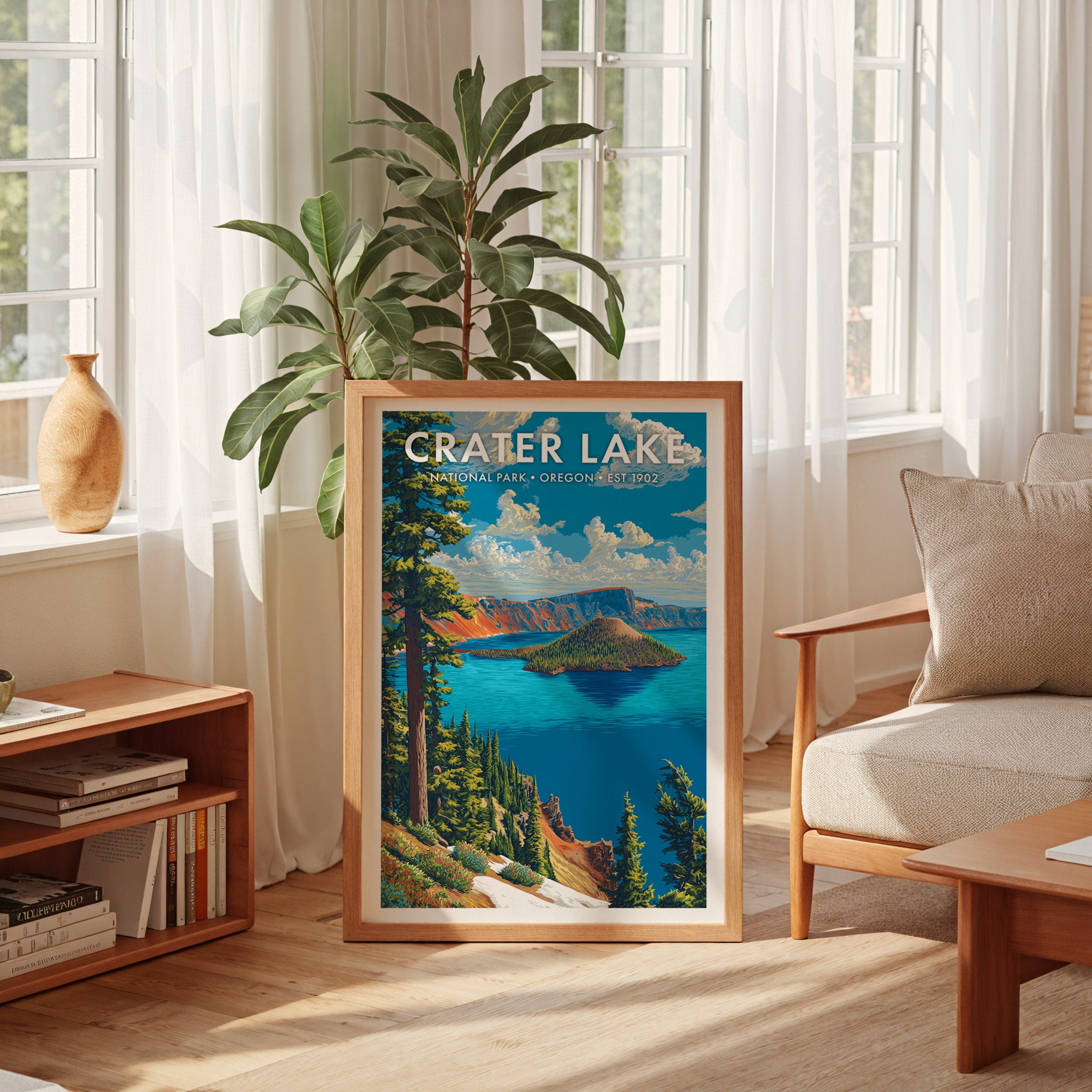 Retro Crater Lake National Park Print