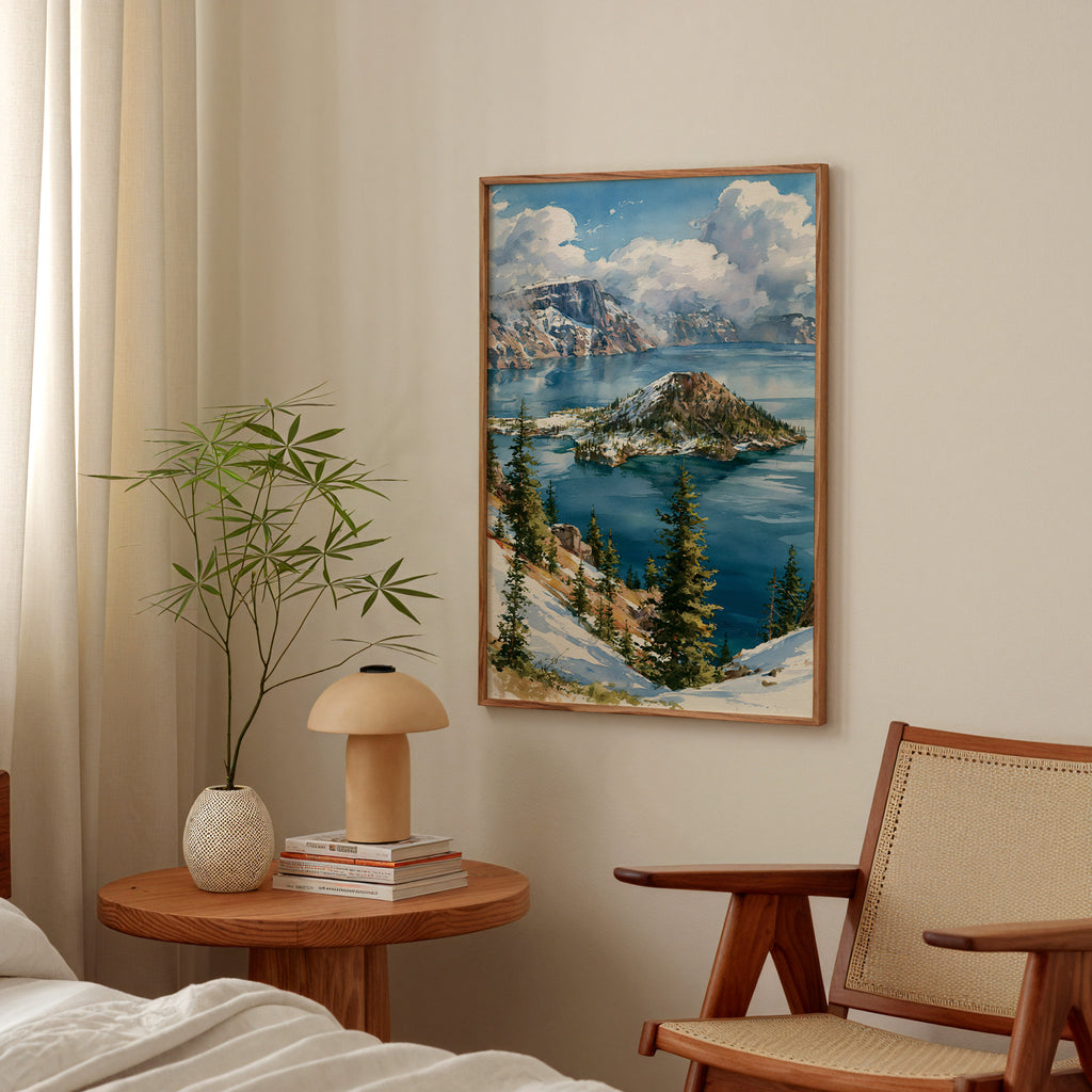 Crater Lake National Park Watercolor Art