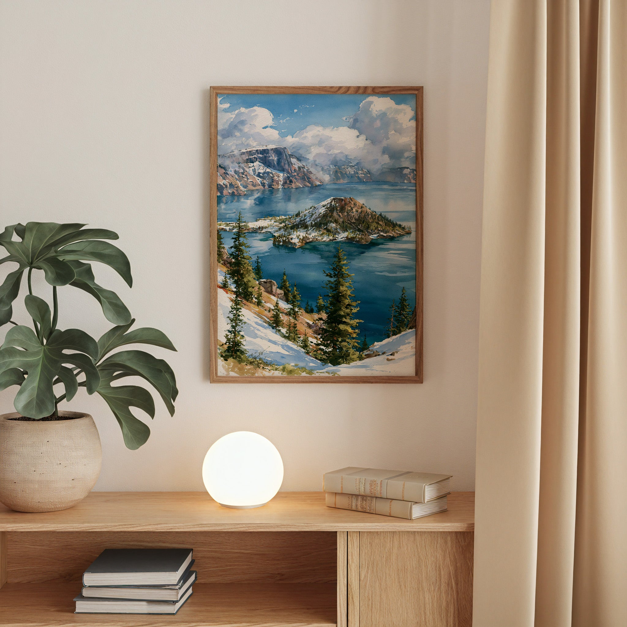 Crater Lake National Park Watercolor Art