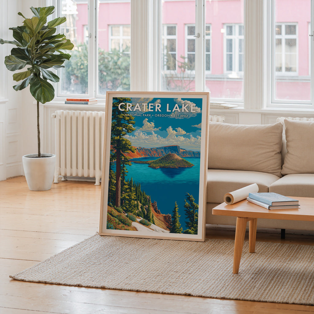 Retro Crater Lake National Park Print